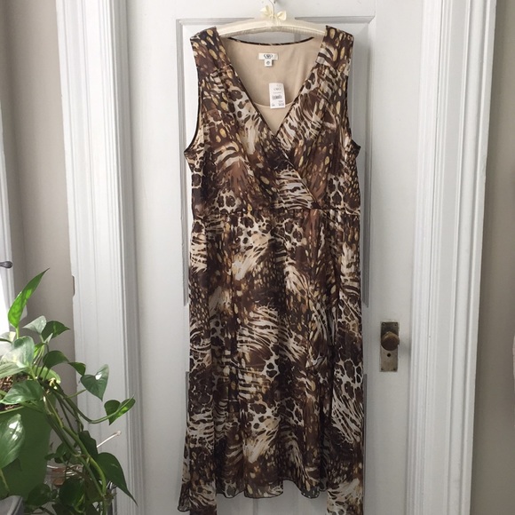 Cato Dresses & Skirts - Cato NWT dress animal print, cascading ruffle